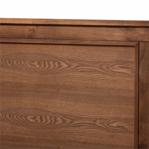 Baxton Studio Veronica Queen Size Walnut Finished Wood Platform Canopy Bed Perspective: bottom