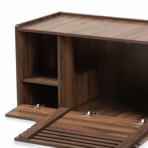 Baxton Studio Claire Walnut Brown Finished Cat Litter Box Cover House Perspective: bottom