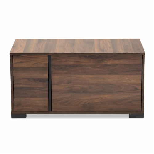 Baxton Studio Connor Walnut Brown Finished 2-Door Cat Litter Box Cover House Perspective: bottom