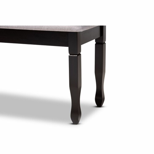 Corey Modern and Contemporary Grey Fabric Upholstered and Dark Brown Finished Wood Bench Perspective: bottom