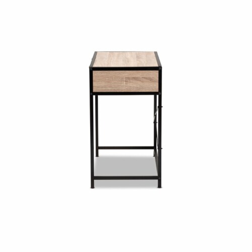 Grayer Industrial Natural Brown Finished Wood And Black Metal 2-Drawer Desk Perspective: bottom