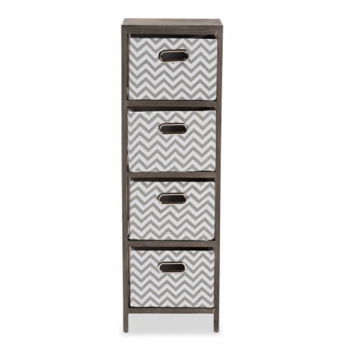 Baxton Studio Jorah Modern and Contemporary Grey and White Fabric Greywashed 4-Basket Perspective: bottom