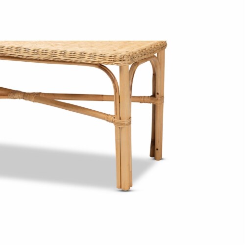 Baxton Studio Cacaban Modern Bohemian Natural Brown Rattan Accent Bench Perspective: bottom