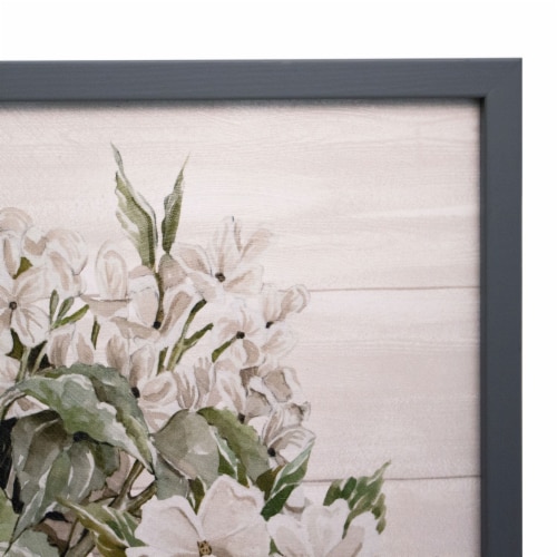 Floral Country Crocks by Cindy Jacobs, Framed Wall Art, 17W x 21H Perspective: bottom