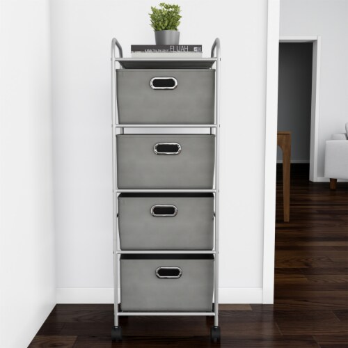 4-Drawer Cart Storage Bin Organizer Rolling w/Plastic Drawers Clear HW