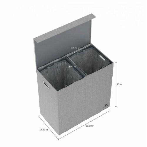 Lavish Home Double Laundry Hamper Gray 2 Section Sorter With Lid Removable Mesh Liners 1 unit Gerbes Super Markets