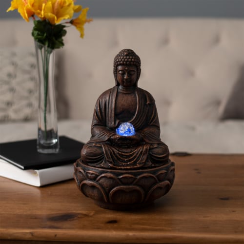 Tabletop Water Fountain Buddha Figure LED Glass Ball Soothing Sound Indoor Perspective: bottom