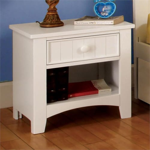 Furniture of America Rina White Wood Bedroom Set Twin + 2 Nightstands
