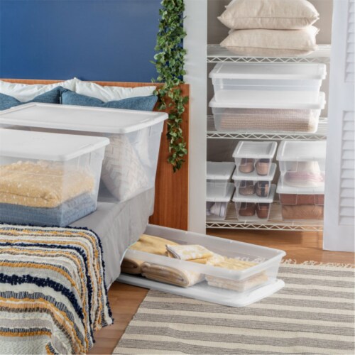 Sterilite 41 Quart Lightweight Under Bed Storage Box Container with Lid, 24 Pack Perspective: bottom