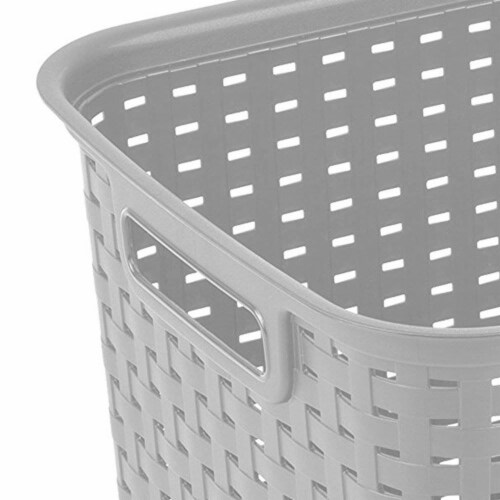 Sterilite Tall Wicker Weave Plastic Laundry Hamper Basket, Gray (36 Pack) Perspective: bottom