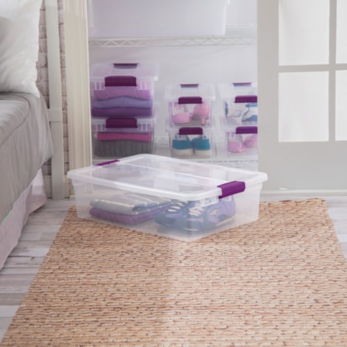 Sterilite 32 Quart Clear View Storage Container Tote w/ Latching Lid, (6 Pack) Perspective: bottom