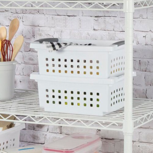 Sterilite Small Stacking Storage Basket with Comfort Grip Handles, White, 8  Pack, 1 Piece - Fred Meyer