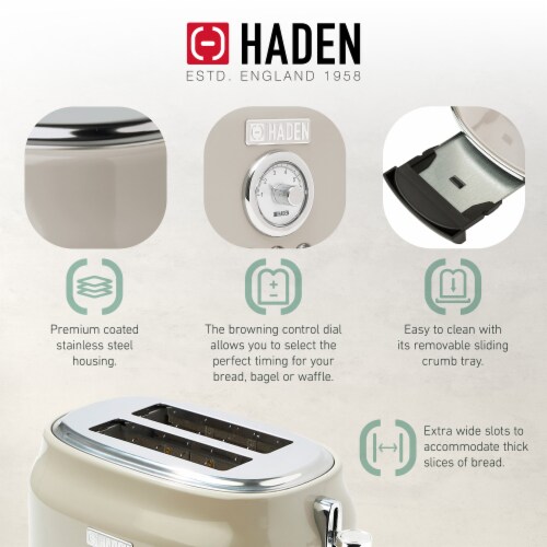 Haden Stainless Steel Retro Toaster & 1.7 Liter Stainless Steel Electric Kettle Perspective: bottom