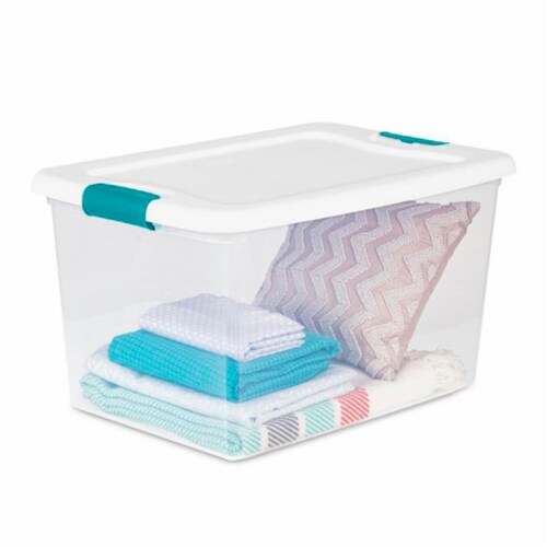 Sterilite 6 Qt Storage Box, Stackable Bin with Lid, Plastic Container to  Organize Shoes and Crafts on Closet Shelves, Clear with White Lid, 12-pack