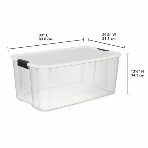 Sterilite 116 Quart Latch Lid Tote, 4 Pack, and 18 Quart Latch Lid Tote, 6 Pack Perspective: bottom