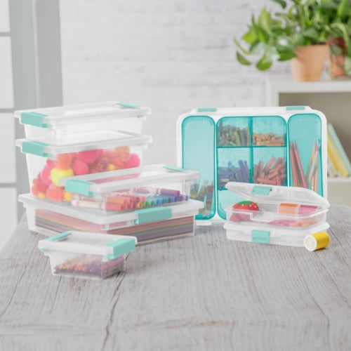 Sterilite Small Clip Box Clear Storage Tote Container with Latching Lid, 30 Pack Perspective: bottom