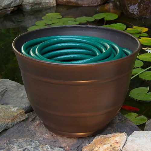 Liberty Garden Banded High Density Resin Hose Holder Pot with Drainage (3 Pack) Perspective: bottom
