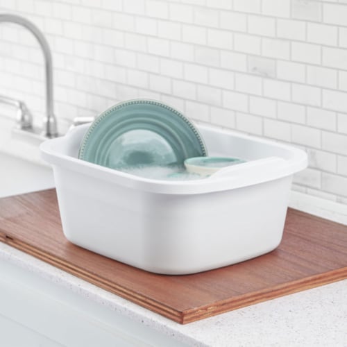 Sterilite 12 Quart Durable Reinforced Plastic Kitchen Dishpan w/ Handles, 8 Pack Perspective: bottom
