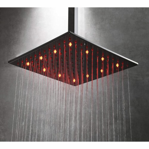 Hongtoo 12 Inch Stainless Steel Hydroelectric LED Rain Waterfall Shower Head Perspective: bottom