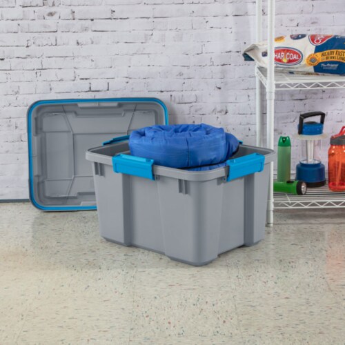 Sterilite 20 Gallon Plastic Home Storage Container Tote Box Gray Blue 12 Pack 12 Piece Fred Meyer