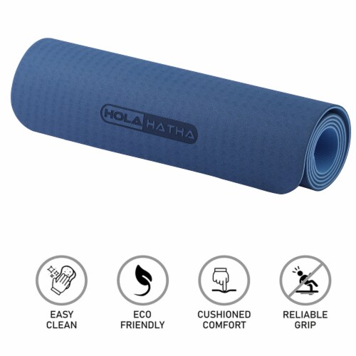 HolaHatha 72 x 24  Double Sided 0.25  Thick Non Slip Home Workout Yoga Mat, Blue Perspective: bottom