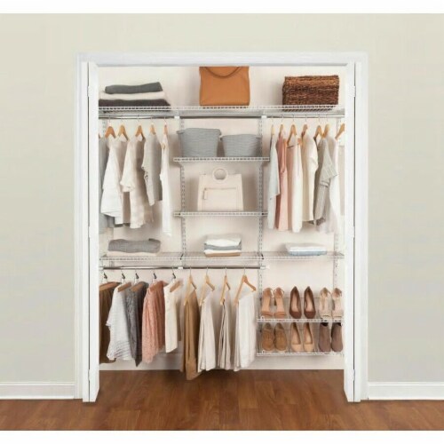 3 to 6 ft Wall-Mounted Closet System Organizer Kit with Hang Rod -Gray