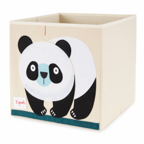 3 Sprouts Kids Foldable Fabric Penguin and Panda Storage Cube Soft Toy Bins Perspective: bottom