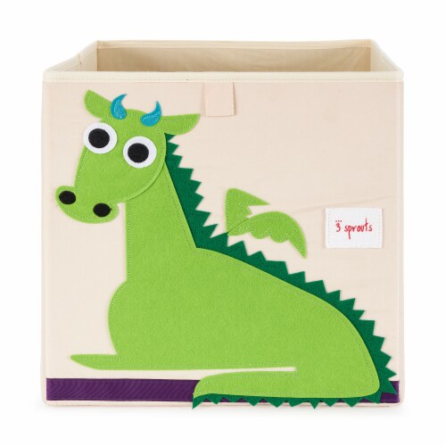 3 Sprouts Kids Felt Storage Cube Toy Bin w/ Dragon, Gorilla & Rhino Cube Toy Bins Perspective: bottom