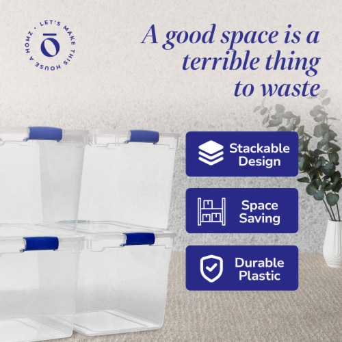 Homz 31 Quart Heavy Duty Modular Stackable Storage Containers, Clear, 8 Pack Perspective: bottom