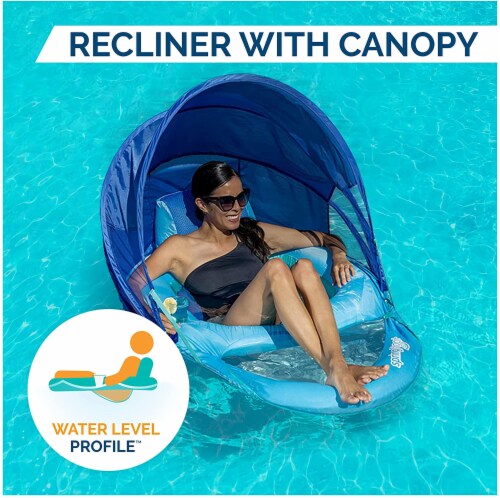SwimWays Spring Float Recliner with Canopy Water Summertime Lounge