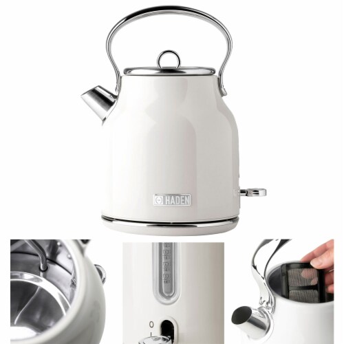 Haden Heritage 1.7 Liter Electric Kettle with 2 Slice Bread Toaster, White