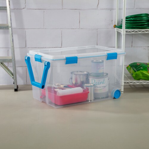 Sterilite ShelfTotes 50 Quart Clear Latched Plastic Storage