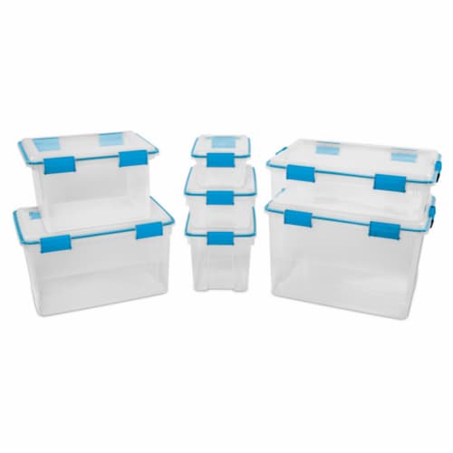 Sterilite 7.5 Quart Clear Plastic Home Storage Box with Latching Lids, (24 Pack) Perspective: bottom