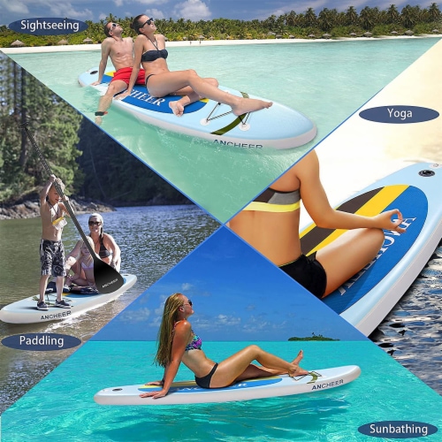 Ancheer 10 Foot Inflatable Stand Up Paddle Board w/ Accessories and Bag, Yellow Perspective: bottom