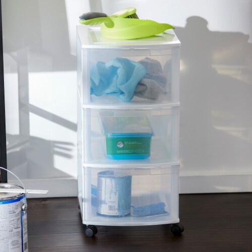 Gracious Living Classic 3 Drawer Organizer Plastic Storage Cart w/Wheels(4 Pack) Perspective: bottom
