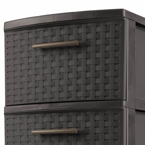 Sterilite 3 Drawer Wicker Weave Decorative Storage Tower, Espresso (8 Pack) Perspective: bottom