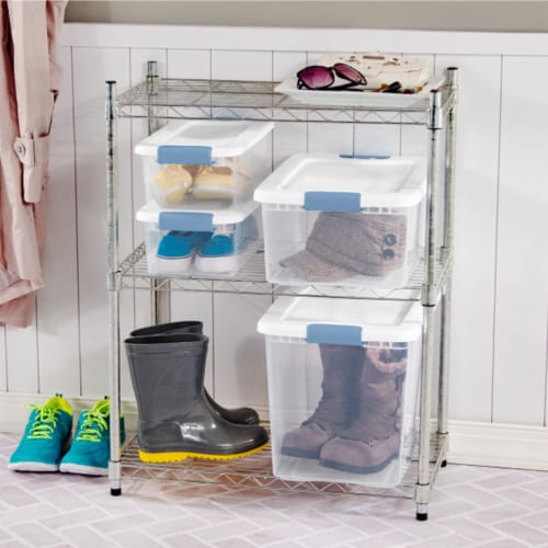 Sterilite 16 Qt Clear Plastic Storage Tote Home Organizer Bins w