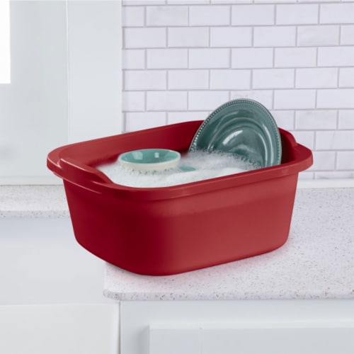 Sterilite Large Multi Function Home 12 Qt Sink Dish Washing Pan, Red (24 Pack) Perspective: bottom