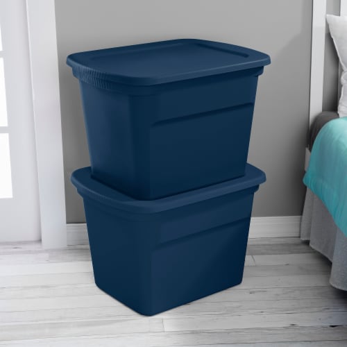 SET OF 3 RUBBERMAID ROUGHNECK 18-GALLON STORAGE BINS BLUE for Sale