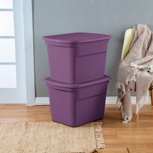 Sterilite Lidded Stackable 18 Gallon Storage Tote Container, Purple &  Reviews