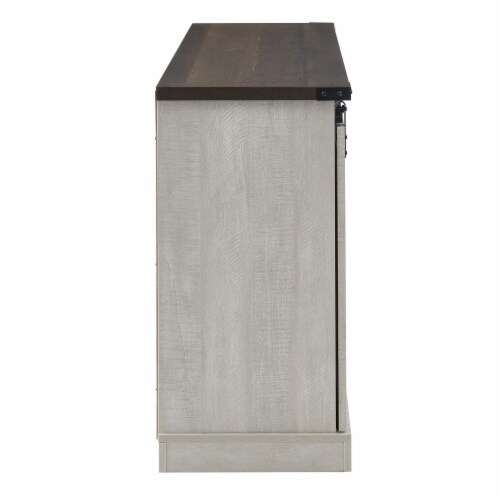 Edyo Living Electric Fireplace TV Stand Table with Sliding Barn Door, Gray Wash Perspective: bottom