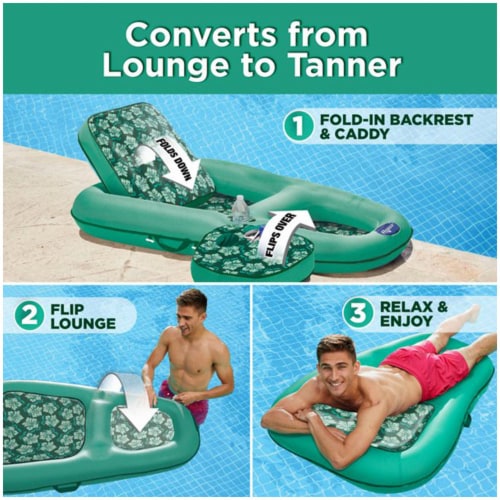 Aqua Leisure Campania Inflatable 2in1 Lounger, Floral & Zero Gravity Pool Float Perspective: bottom