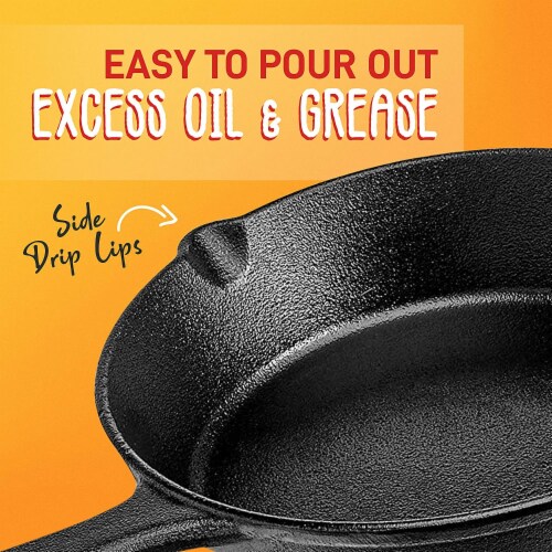 NutriChef Non Stick Pre Seasoned Cast Iron Skillet Frying Pan, 3 Piece Set  with NutriChef 18 Inch Cast Iron Skillet Reversible Stovetop Grill Pan