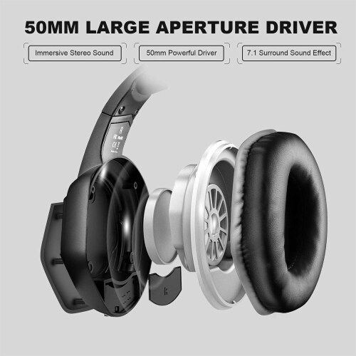 EKSA RGB USB Gaming Headset, Gray, and S100 Headphone with Microphone, Black Perspective: bottom