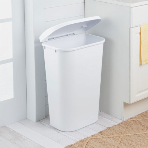 Sterilite 11.3 Gal Lift Top Lid Wastebasket Kitchen Trash Can, White (12 Pack) Perspective: bottom