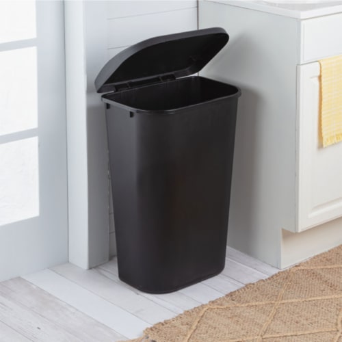 Sterilite 11.3 Gal Lift Top Lid Wastebasket Kitchen Trash Can, Black (12 Pack) Perspective: bottom