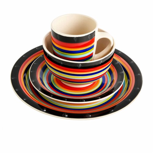 Gibson Casa Stella 16 Pc Dinnerware Plates, Bowls, & Mugs Set, Multicolor (2 Pk) Perspective: bottom