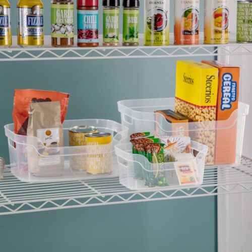 Sterilite 5.25 x 9.5 x 13 Inch Open Storage Bin w/ Carry Handles, Clear (8 Pack) Perspective: bottom