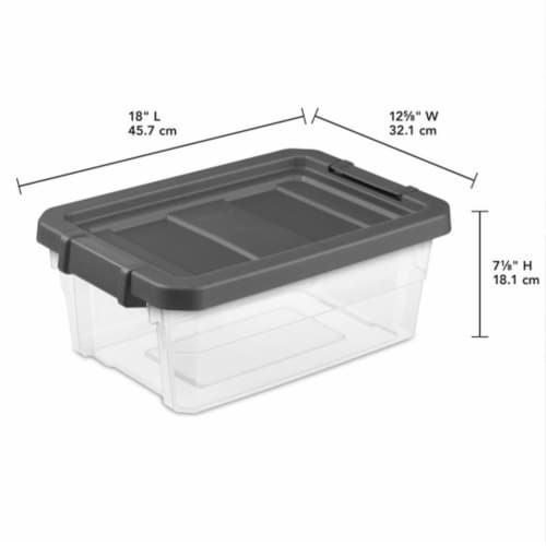  Sterilite 64 Qt Latching Storage Box, Stackable Bin with Latch  Lid, Plastic Container to Organize Clothes in Closet, Clear with White Lid,  12-Pack