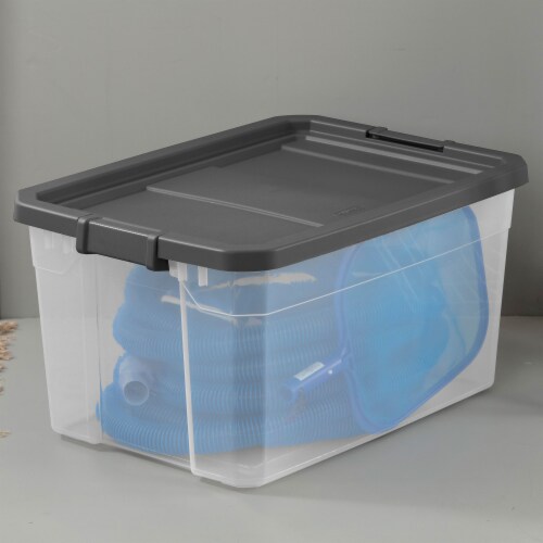 Sterilite 40 Qt Clear Plastic Storage Bin Totes w/ Latching Lid, Gray (12  Pack), 12pk - Fry's Food Stores